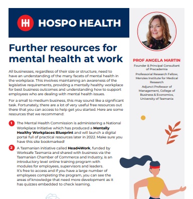 Further Resources for Mental Health at Work