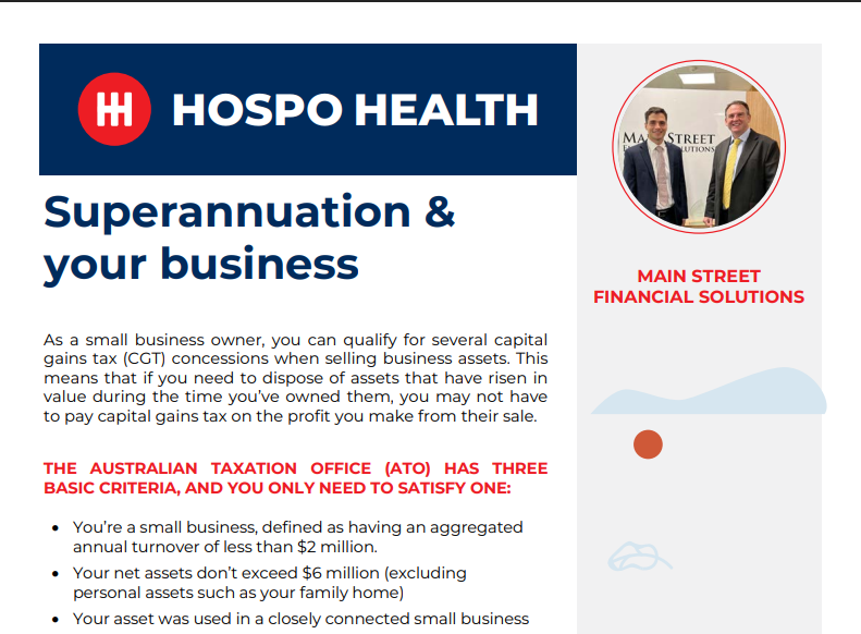 Financial Health – super and your business